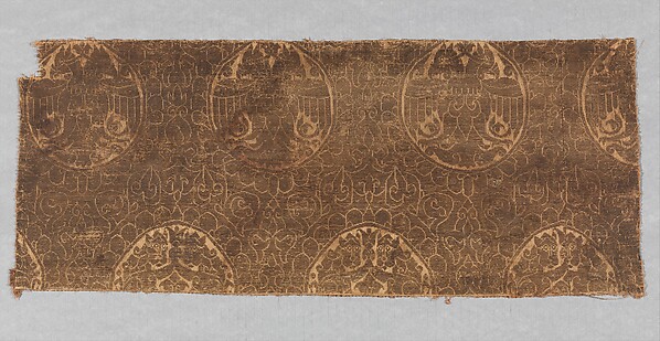 Textile Fragment with Double-Headed Eagles and Facing Lions