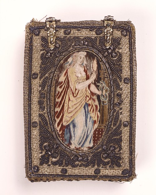 Book with Needlework Cover with Figures of Justice and Prudence