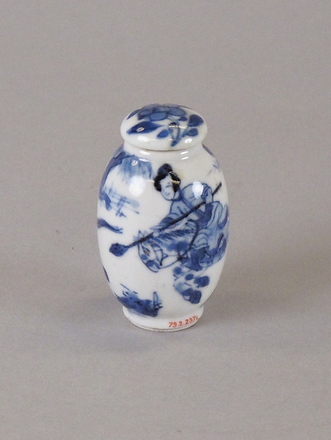 Miniature covered jar with female riders