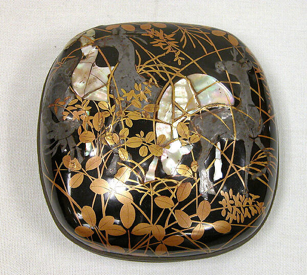 Box with Design of Deer and Bush Clover