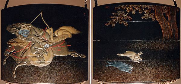 Case (Inrō) with Design of Mounted Hunter Shooting at Hares