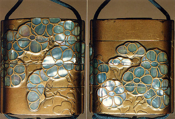 Case (Inrō) with Design of Flowering Plants
