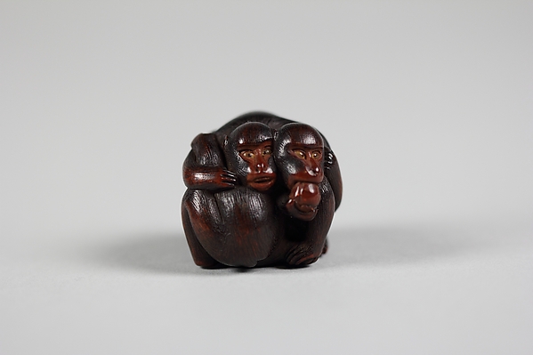 Netsuke of Three Monkeys Intertwined