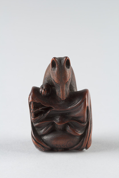 Netsuke with Fox and Drum from the Kabuki Play "Yoshsitsune Senbon-Zakura"