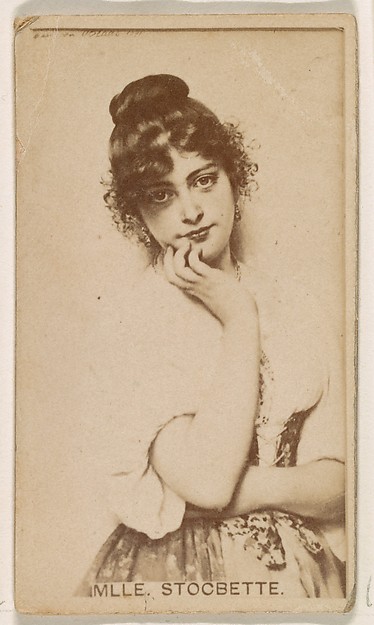 Mlle. Stocbette, from the Actresses series (N245) issued by Kinney Brothers to promote Sweet Caporal Cigarettes
