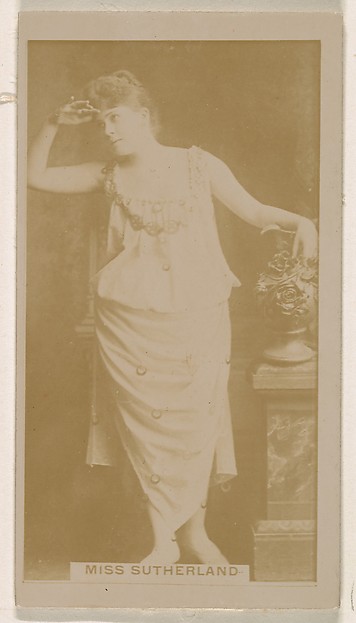 Miss Sutherland, from the Actresses series (N245) issued by Kinney Brothers to promote Sweet Caporal Cigarettes