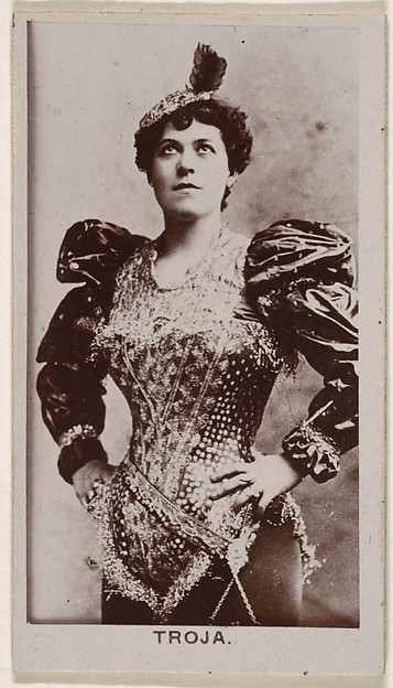 Miss Troja, from the Actresses series (N245) issued by Kinney Brothers to promote Sweet Caporal Cigarettes