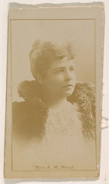 Miss A.M. Weed, from the Actresses series (N245) issued by Kinney Brothers to promote Sweet Caporal Cigarettes