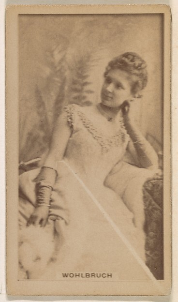 Miss Wohlbruch, from the Actresses series (N245) issued by Kinney Brothers to promote Sweet Caporal Cigarettes
