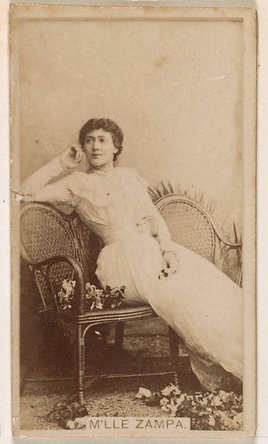 M'lle Zampa, from the Actresses series (N245) issued by Kinney Brothers to promote Sweet Caporal Cigarettes