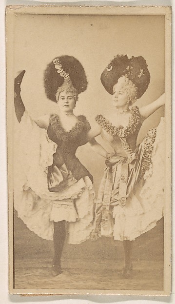 Two dancers with high kick, from the Actresses series (N245) issued by Kinney Brothers to promote Sweet Caporal Cigarettes