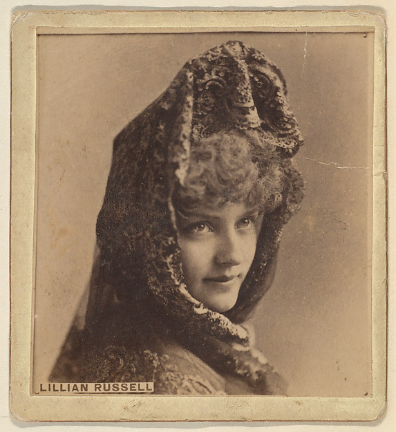 Lillian Russell, from the Actresses series (N246), Type 2, issued by Kinney Brothers to promote Sporting Extra Cigarettes