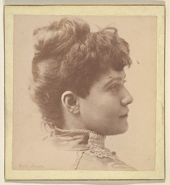 Marie Jansen, from the Actresses series (N246), Type 2, issued by Kinney Brothers to promote Sporting Extra Cigarettes