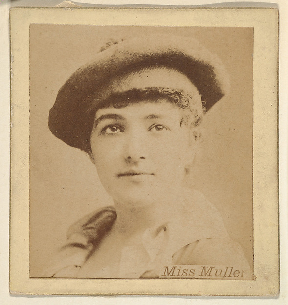 Miss Muller, from the Actresses series (N246), Type 2, issued by Kinney Brothers to promote Sporting Extra Cigarettes