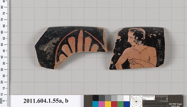 Terracotta rim fragments of a kylix (drinking cup)