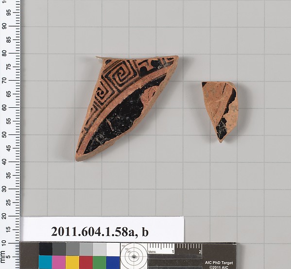 Terracotta fragments of a kylix (drinking cup)