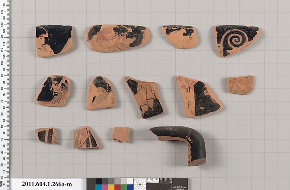Terracotta fragments of a kylix (drinking cup)