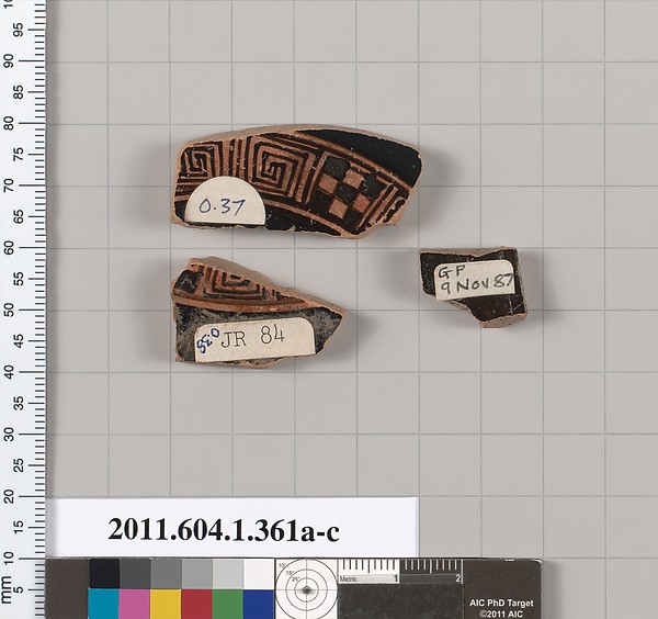 Terracotta fragments of kylikes (drinking cups)