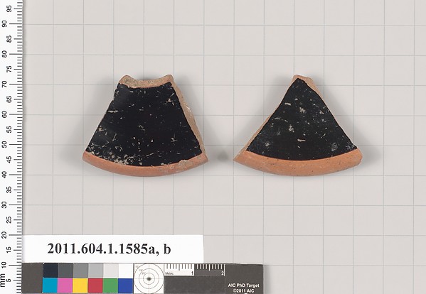 Terracotta fragments of kylikes (drinking cups)