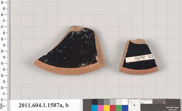 Terracotta fragments of kylikes (drinking cups)