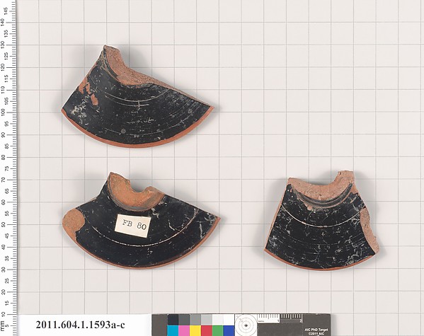 Terracotta fragments of kylikes (drinking cups)