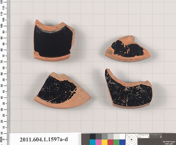 Terracotta fragments of kylikes (drinking cups)