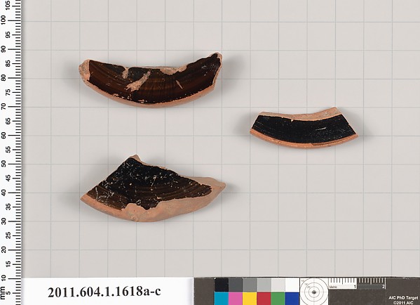 Terracotta fragments of kylikes (drinking cups)