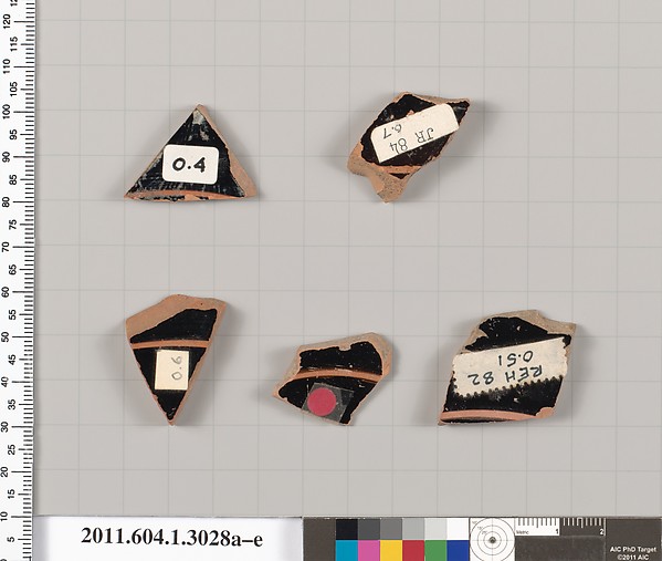 Terracotta fragments of kylikes (drinking cups)