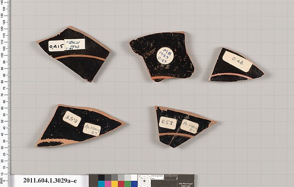 Terracotta fragments of kylikes (drinking cups)