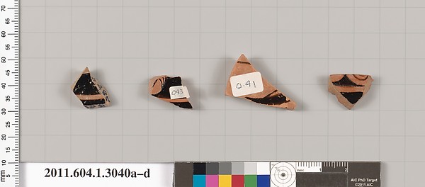 Terracotta fragments of kylikes (drinking cups)