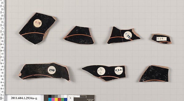 Terracotta fragments of kylikes (drinking cups)