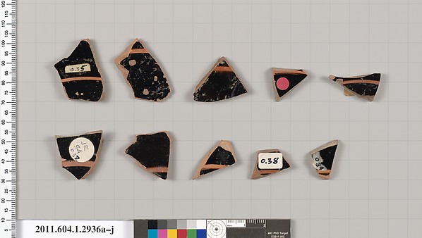 Terracotta fragments of kylikes (drinking cups)