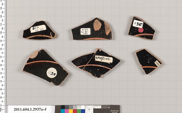 Terracotta fragments of kylikes (drinking cups)