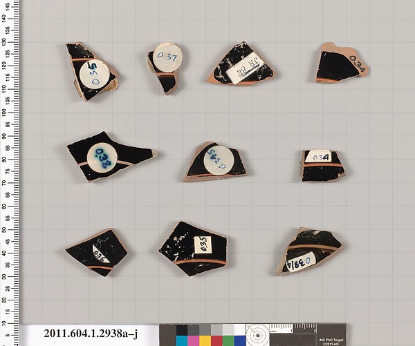 Terracotta fragments of kylikes (drinking cups)