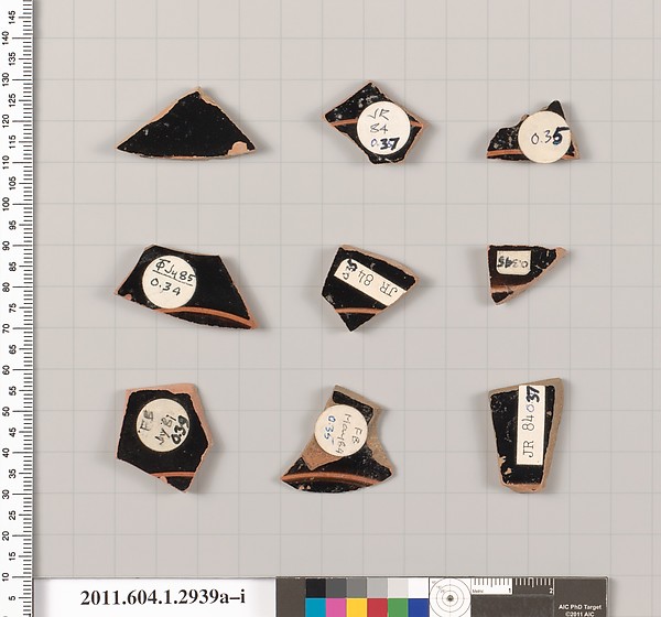 Terracotta fragments of kylikes (drinking cups)