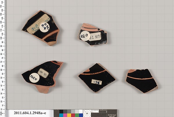 Terracotta fragments of kylikes (drinking cups)