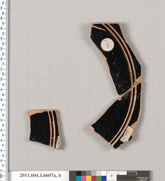 Terracotta fragments of a kylix (drinking cup)