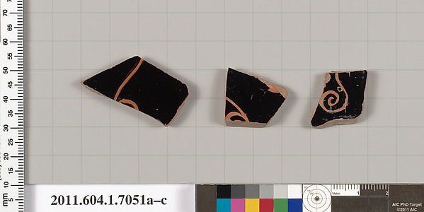Terracotta fragments of kylikes (drinking cups)