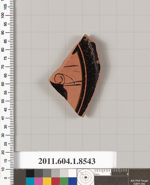 Terracotta fragment of a stemless kylix (drinking cup)