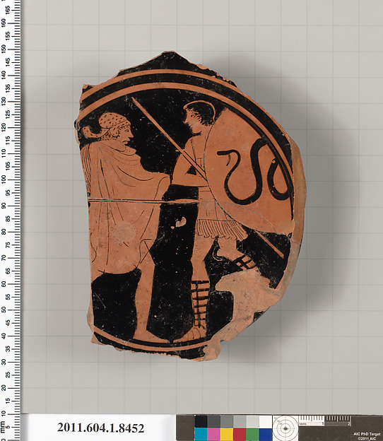Terracotta fragment of a stemless kylix (drinking cup)