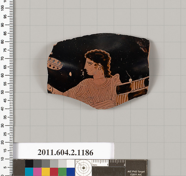 Terracotta fragment of a lebes gamikos (round-bottomed bowl with handles and stands used for weddings)?