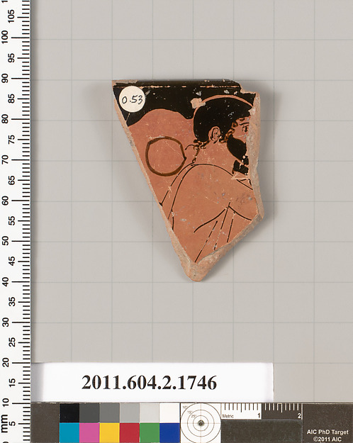Terracotta rim fragment of a skyphos (deep drinking cup)