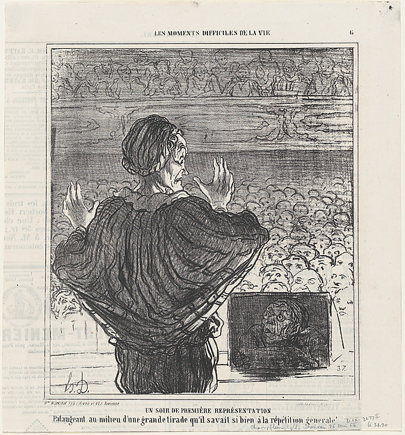 Opening night, from 'The difficult moments of life,' published in Le Charivari, May 26, 1864