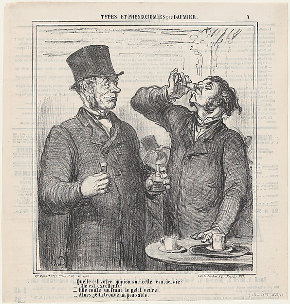 What's your opinion of this brandy?, from 'Types and features,' published in Le Charivari, May 2, 1864