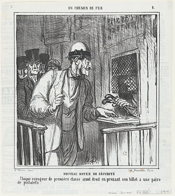 New security measures, from 'On the train,' published in Le Charivari, September 1, 1864