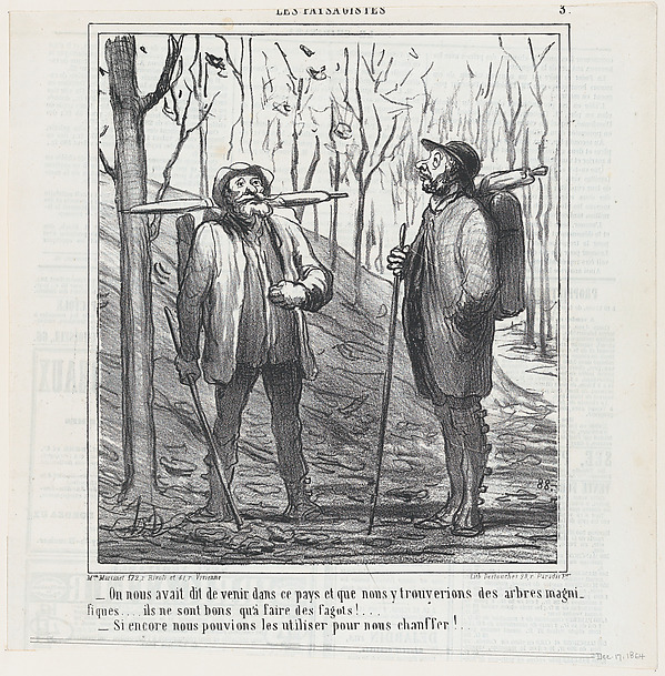 They told us to come to this region and we would find some magnificent trees, from 'The landscape painters,' published in Le Charivari, December 17, 1864