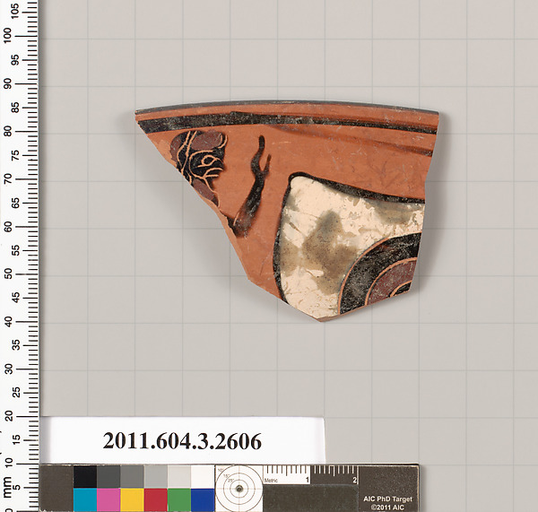 Terracotta rim fragment of a kylix: eye-cup (drinking cup)