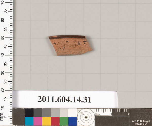 Terracotta fragment of a rim fragment of a kylix (drinking cup)
