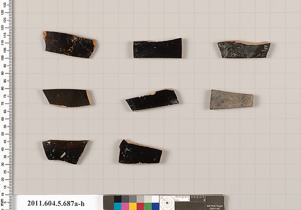 Terracotta fragments of kylikes (drinking cups)