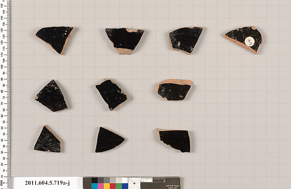 Terracotta fragments of kylikes (drinking cups)